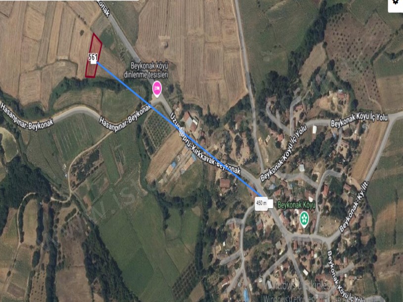 Edirne Uzunköprü Beykonak Köyünde Satılık Arsa , 352 m2  Çaplı Evlerin Yakını