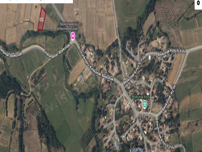 Edirne Uzunköprü Beykonak Köyünde Satılık Arsa , 352 m2  Çaplı Evlerin Yakını