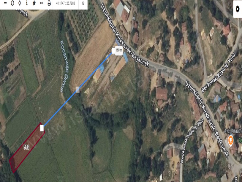Edirne Uzunköprü Beykonak Köyünde Satılık Arsa , 318 m2 Çaplı Hisseli