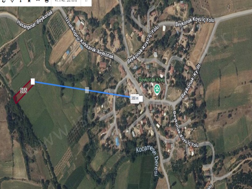 Edirne Uzunköprü Beykonak Köyünde Satılık Arsa , 318 m2 Çaplı Hisseli