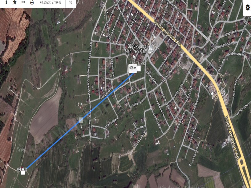 Tekirdağ Saray Büyükyoncalı Mah Satılık Arsa , 266 M2 Evlerin Yakını Yolu Var Müstakil