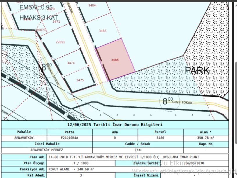 Arnavutköy Merkezde Satılık Arsa , 350 m2 Köşe Başı Çift Dairelik Müstakil 