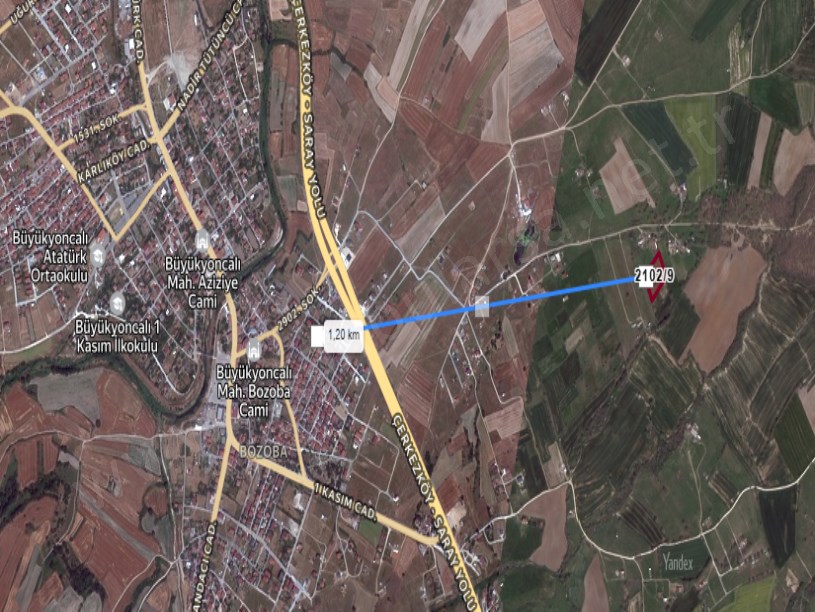 Tekirdağ Saray Bozoba Mah , Satılık Tarla , 4,586 m2 Müstakil  Merkezde 