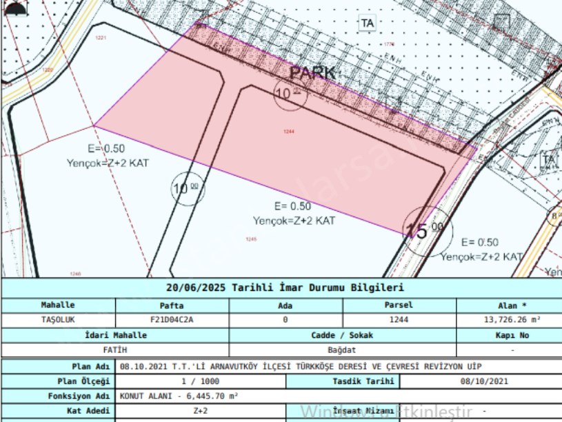 Arnavutköy Taşolukta Satılık Arsa , 150 M2 Cadde Cephe Hisseli