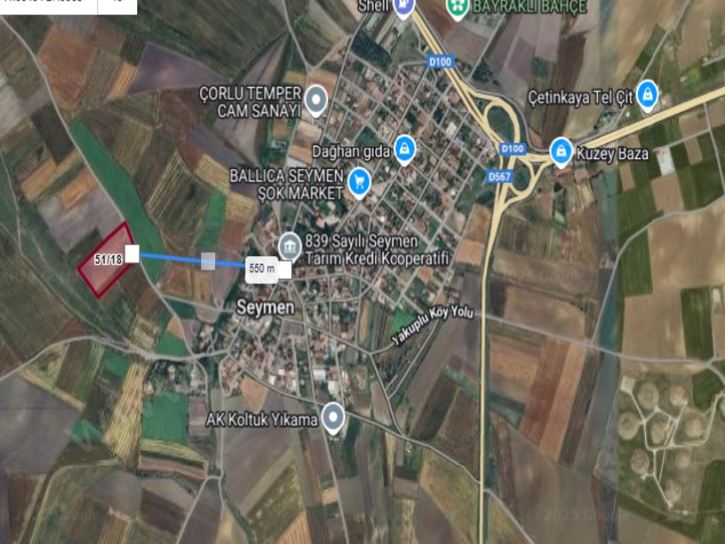 Tekirdağ Çorlu Seymende Satılık Arsa , 700 m2 Yolu Var Hisseli Merkezde 