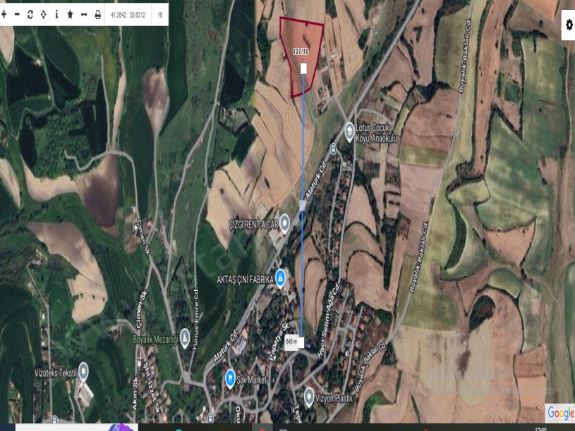 Arnavutköy Boyalıkta Satılık Arsa ,1,858 M2 Evlerin yakını Hisseli İmarlı 