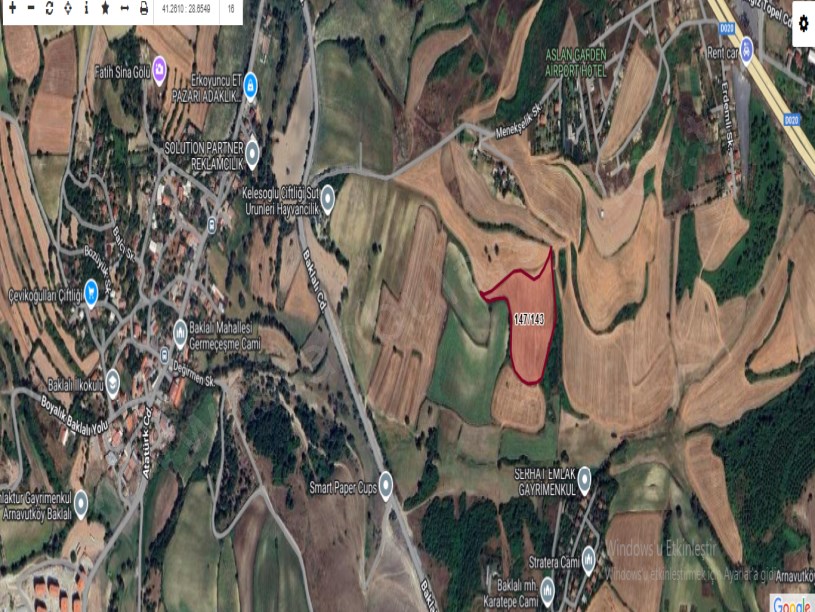 Arnavutköy Baklalıda Satılık Arsa ,1,196 M2 Evlerin Yakını Hisseli 