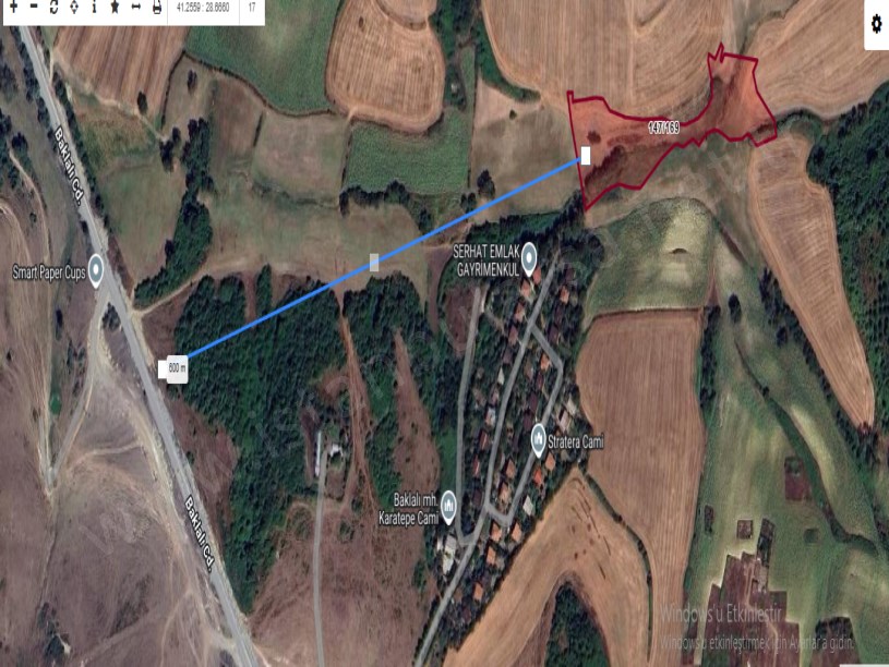 Arnavutköy Baklalıda Satılık Tarla , 11,696 m2 Müstakil Yolu Var