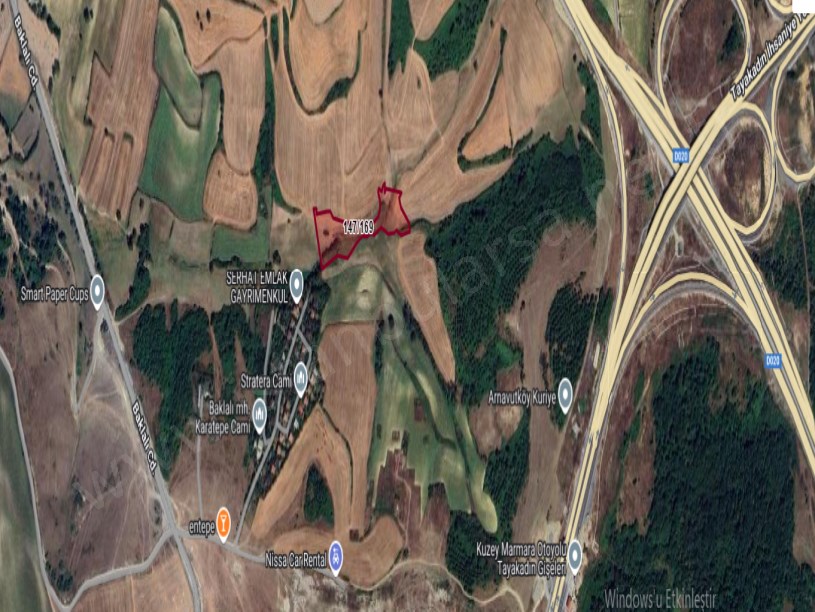Arnavutköy Baklalıda Satılık Tarla , 11,696 m2 Müstakil Yolu Var