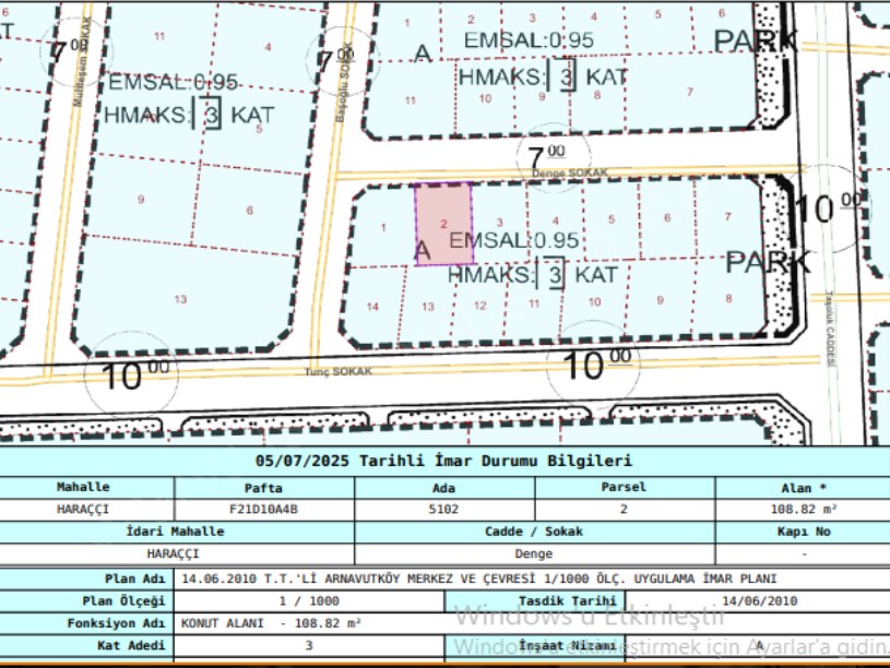 Arnavutköy Haraççıda Satılık Arsa , 109 M2 Müstakil 3 Kat İmarlı