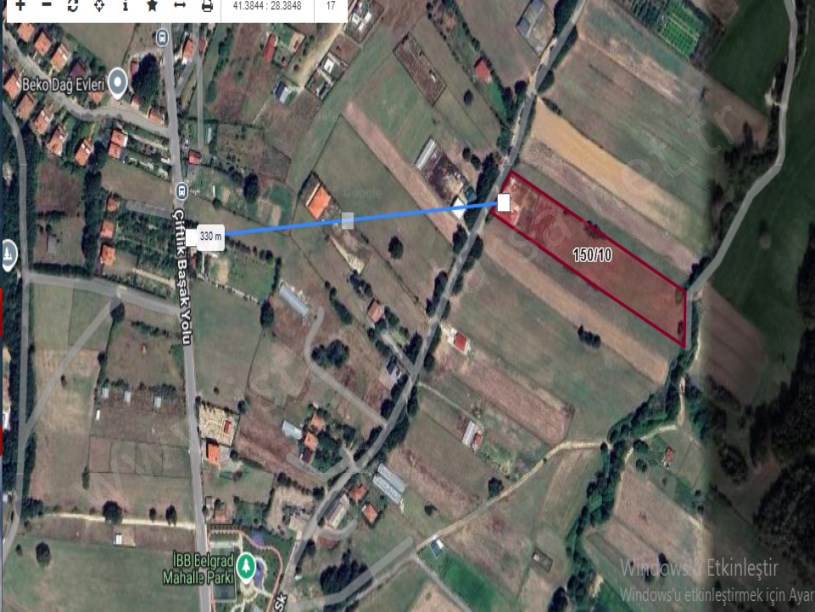 Çatalca Belgratta Satılık Arsa , 220 m2 Köy içi Yolu Var Merkezde