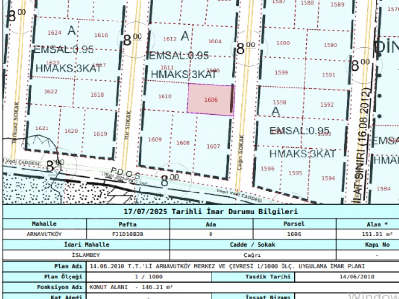 Arnavutköy İslambeyde Satılık Arsa , 151 M2 Müstakil 