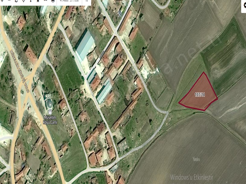 Kırklareli Vize  Müsellim Köyünde Satılık Tarla  , 1,350  M2  Merkezde Hisseli  