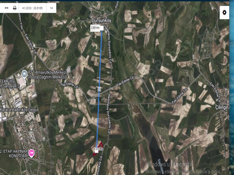 Arnavutköy Dursunköyde Satılık Arsa , 248 M2 Yolu Var  Caddeye Yakın 