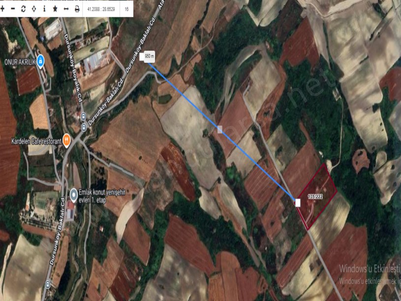 Arnavutköy Dursunköyde Satılık Arsa , 202 m2 Hisseli Çaplı Yolu Var