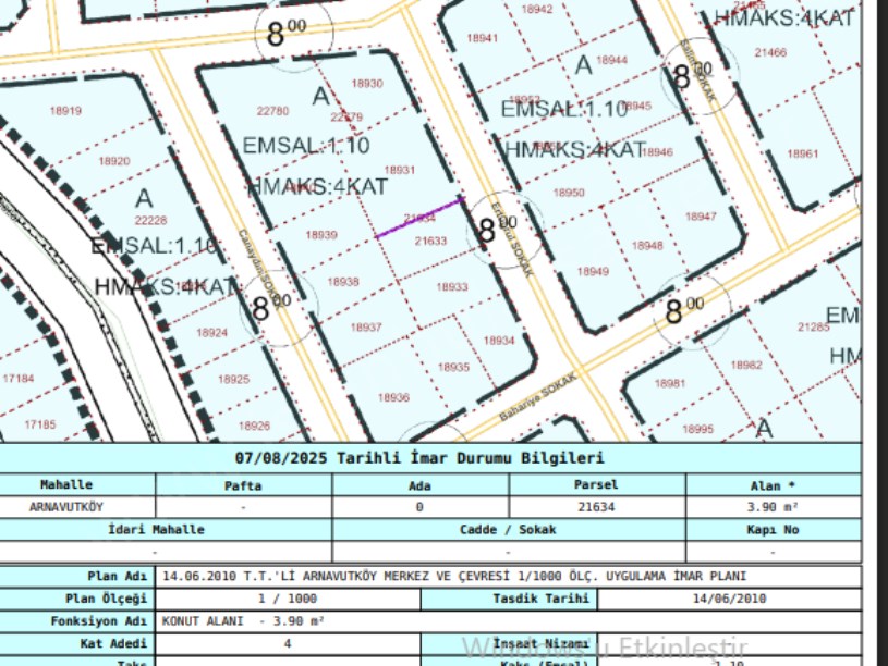 Arnavutköy İslambeyde Satılık Arsa , 113 m2 Müstakil Merkezde  4 Kat İmarlı 