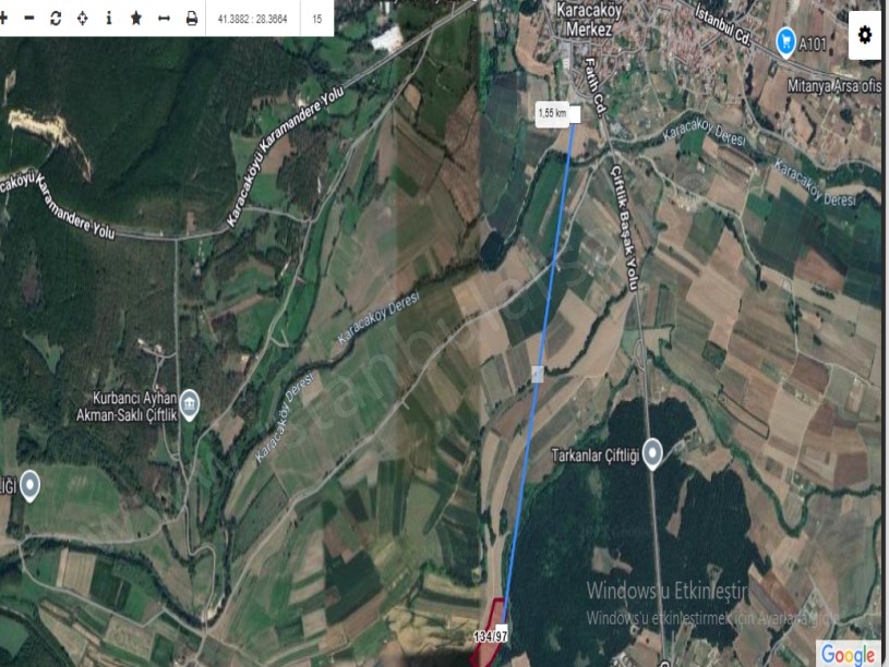 Çatalca Karacaköyde Satılık Arsa , 1,830 M2 Yolu Var Evlerin Yakını Hisseli Çaplı 