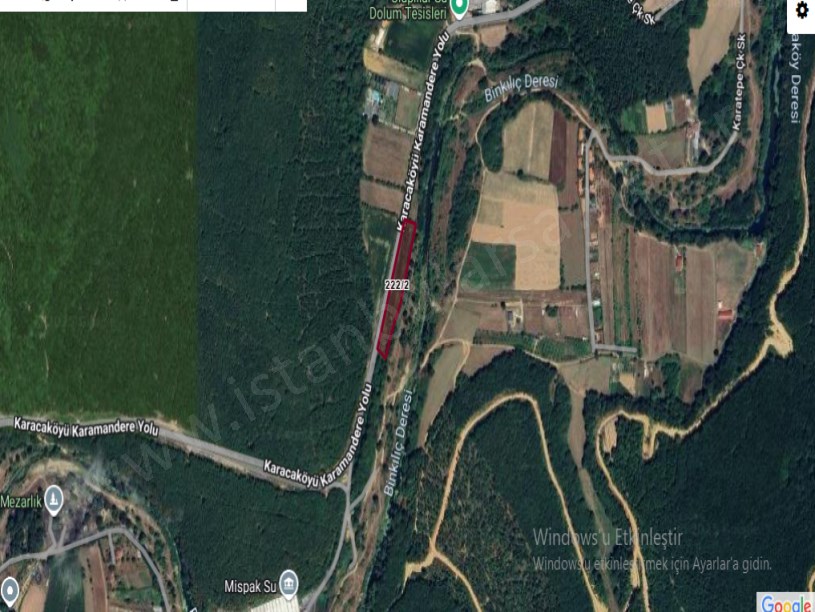 Çatalca Karacaköyde Satılık Tarla , 5,640 m2 Müstakil Asfalt Caddeye Cephe 