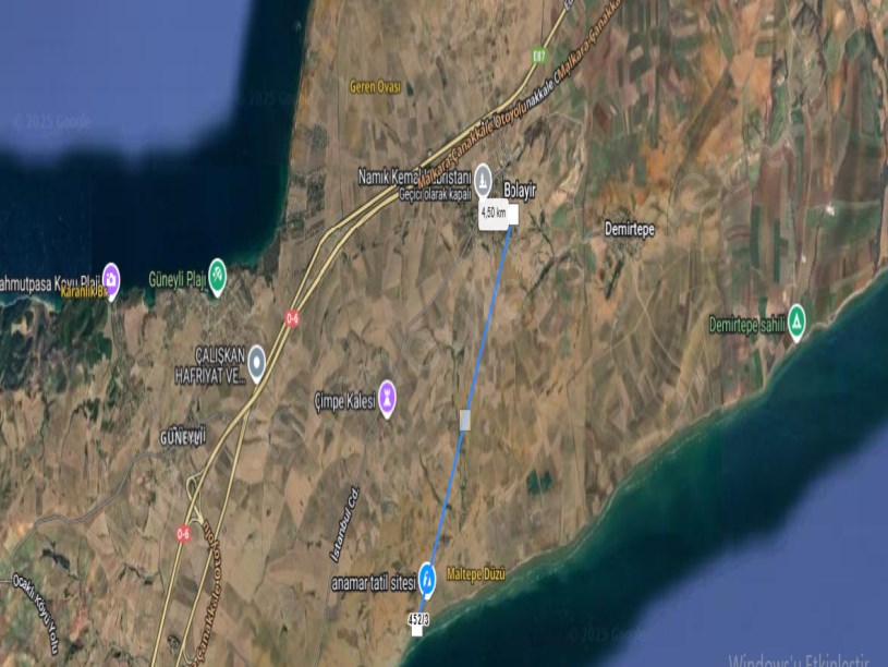 Çanakkale Gelibolu Bolayır Köyü Satılık Arsa , 1,423 m2 Denize Sıfır Hisseli 