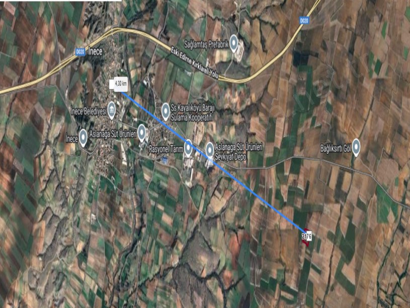 Kırklareli Merkez İnece Köyü Satılık Arsa , 319 m2 Hisseli Yolu Var 