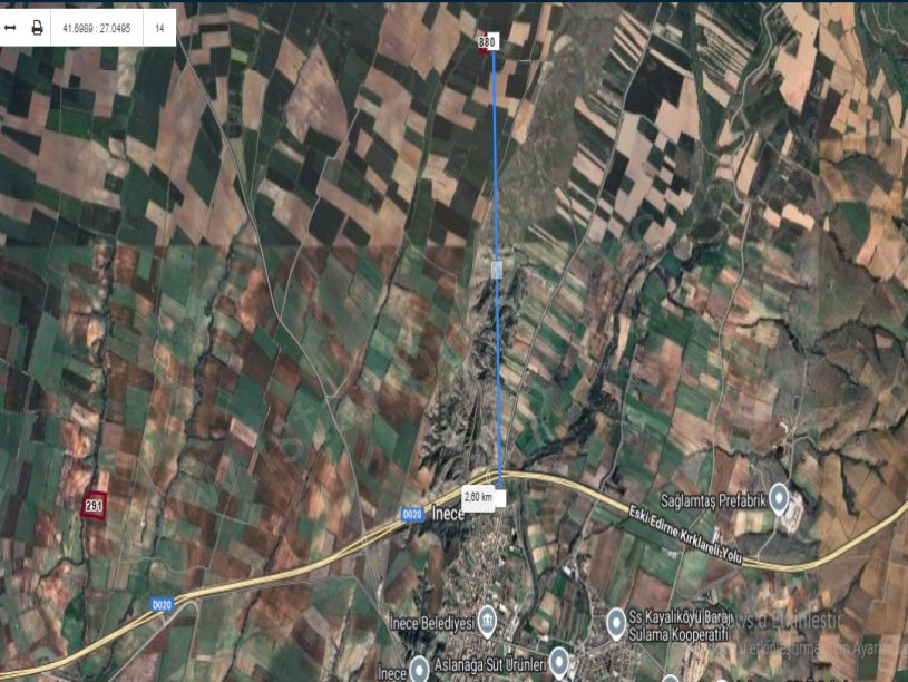 Kırklareli Merkez İnece Köyü Satılık Arsa , 231 m2 Hisseli Yolu Var 