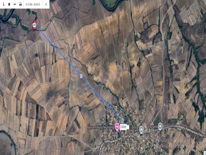 Edirne Uzunköprü Bayramlı Köyünde Satılık Arsa , 327 m2 Hisseli