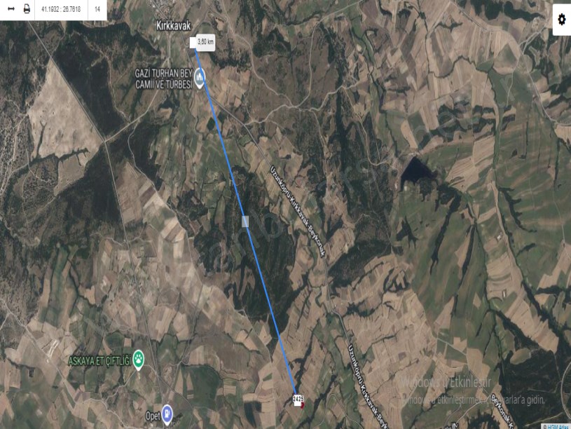 Edirne Uzunköprü Kırkkavak Köyünde Satılık Arsa , 1,220 M2 Çaplı Hisseli 