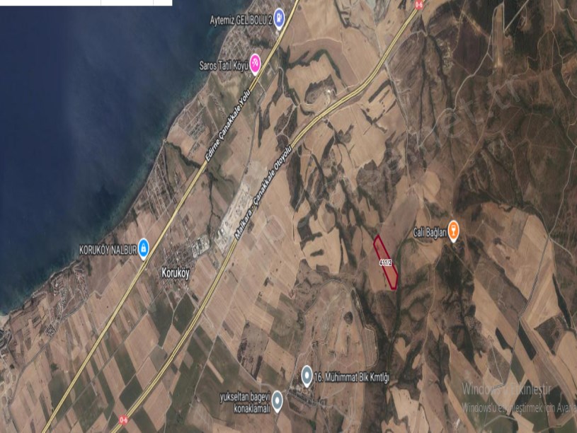Çanakkale Gelibolu Demirtepe  Köyü Satılık Arsa , 2,970 M2 Deniz Manzaralı Çaplı 