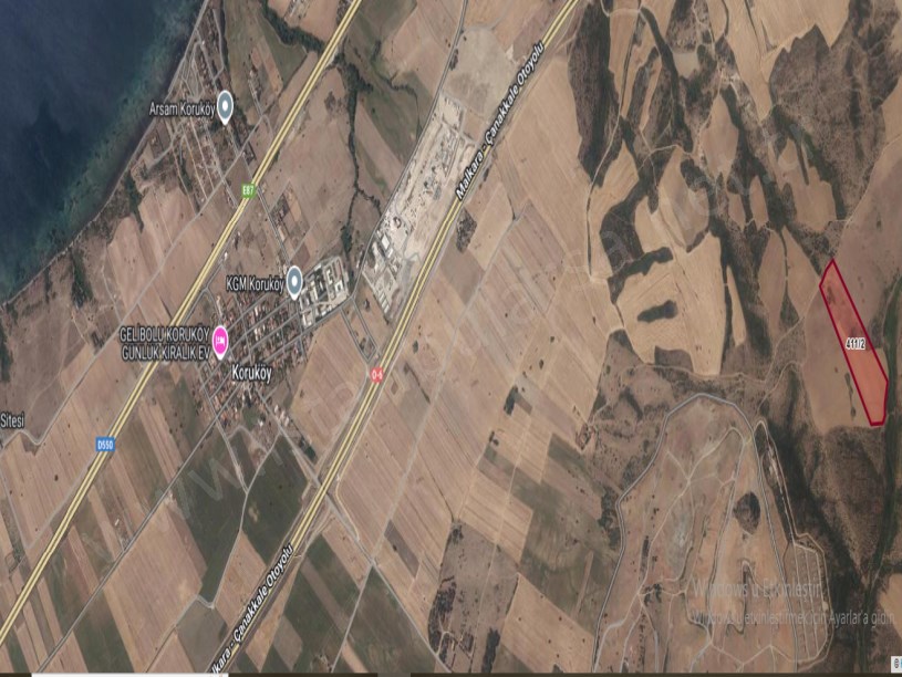 Çanakkale Gelibolu Demirtepe  Köyü Satılık Arsa , 2,970 M2 Deniz Manzaralı Çaplı 