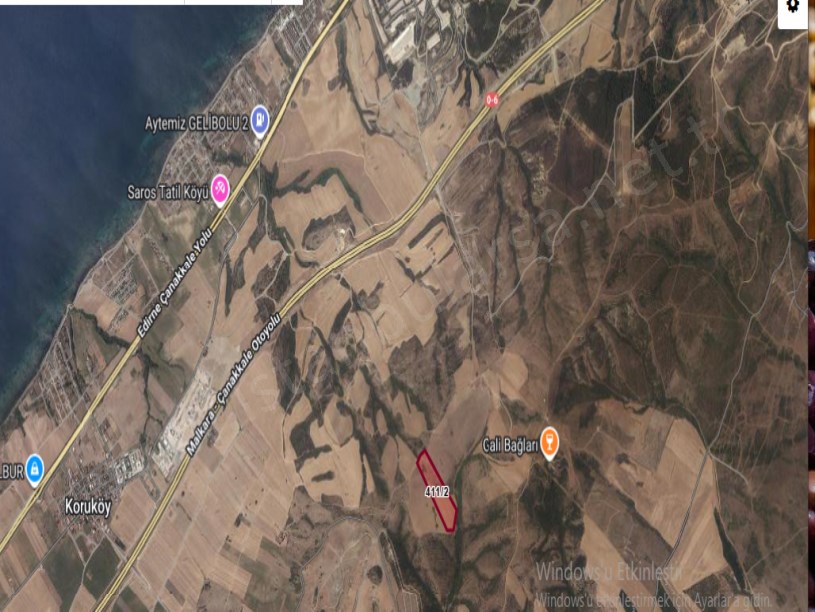 Çanakkale Gelibolu Demirtepe  Köyü Satılık Arsa , 2,970 M2 Deniz Manzaralı Çaplı 