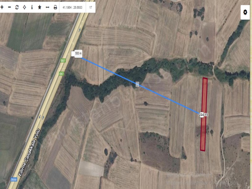 Edirne Uzunköprü Kavacık Köyünde Satılık Tarla , 2,811 m2 Müstakil  Yolu Var 