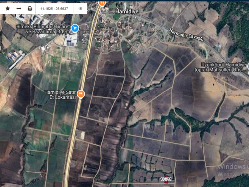 Edirne Uzunköprü Hamidiye Köyünde Satılık Tarla , 1,527 m2 Müstakil Yolu Var