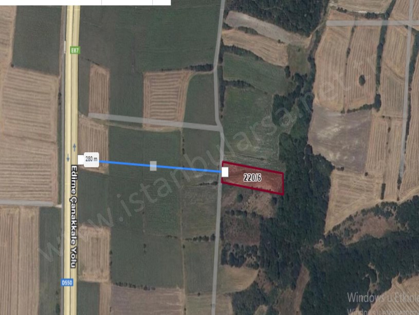 Edirne Uzunköprü Hamidiye Köyünde Satılık Tarla , 3,330 M2 Müstakil Yolu var