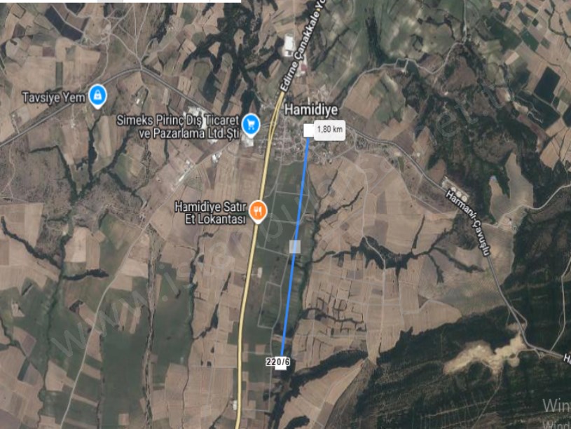 Edirne Uzunköprü Hamidiye Köyünde Satılık Tarla , 3,330 M2 Müstakil Yolu var