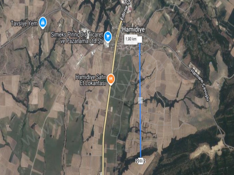 Edirne Uzunköprü Hamidiye Köyünde Satılık Tarla , 2,580 m2 Yolu Var Müstakil