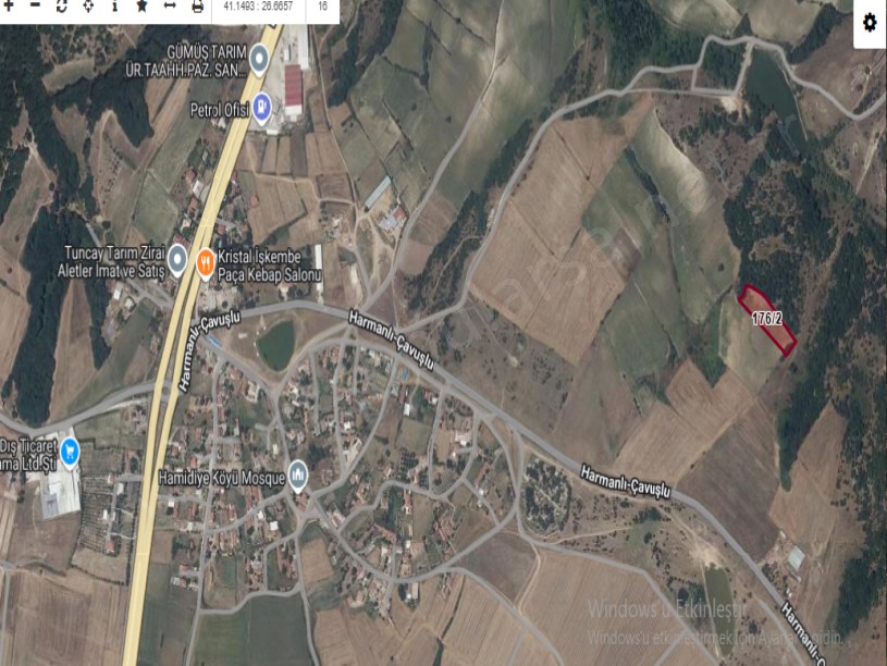 Edirne Uzunköprü Hamidiye Köyünde Satılık Tarla , 4,037 M2 Yolu Var Müstakil 