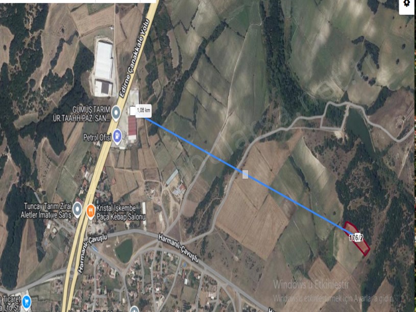 Edirne Uzunköprü Hamidiye Köyünde Satılık Tarla , 4,037 M2 Yolu Var Müstakil 