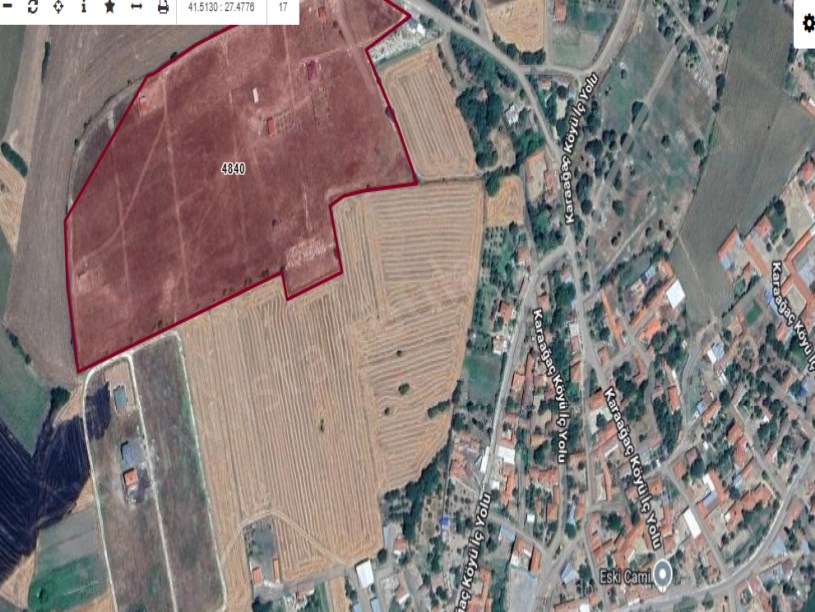 Kırklareli Lüleburgaz Karaağaç Köyü Satılık Arsa , 1,002 m2 Asfalt Yakını Yolu Var Hisseli 
