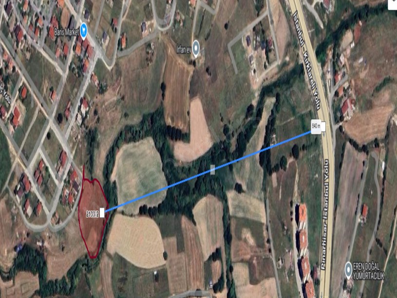 Tekirdağ Saray Büyükyoncalı Mah Satılık Arsa ,  1000 M2 Hisseli Evlerin Yakını  Merkezde 