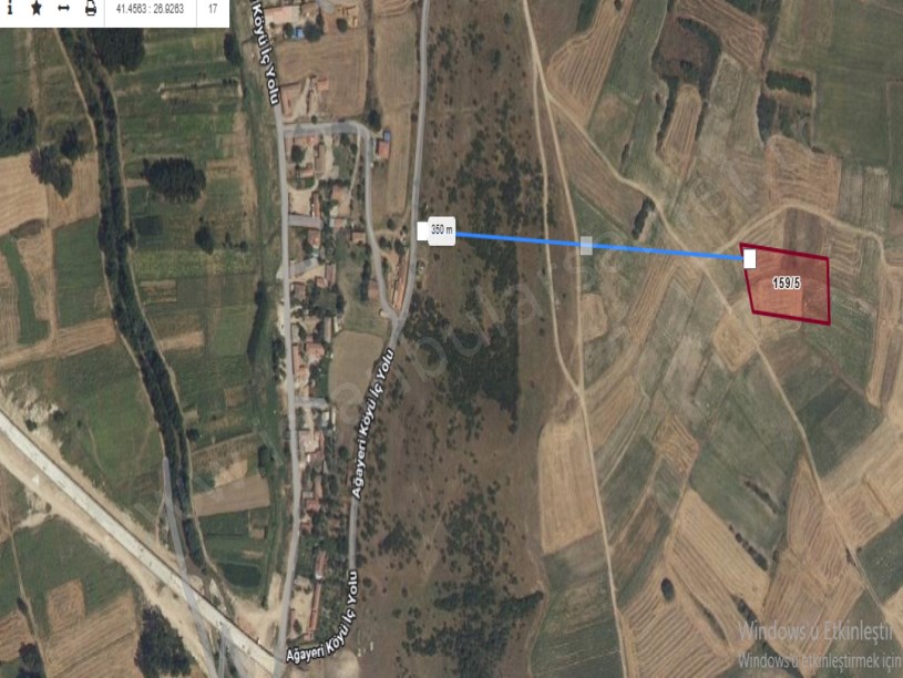 Kırklareli Babaeski Ağayeri Köyünde Satılık Arsa , 3,780 m2 Müstakil Yolu Var