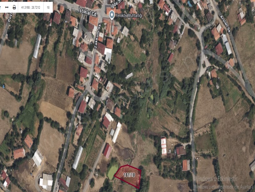 Arnavutköy Yeniköyde Satılık Arsa , 845 m2 Müstakil İmarlı Merkezde 