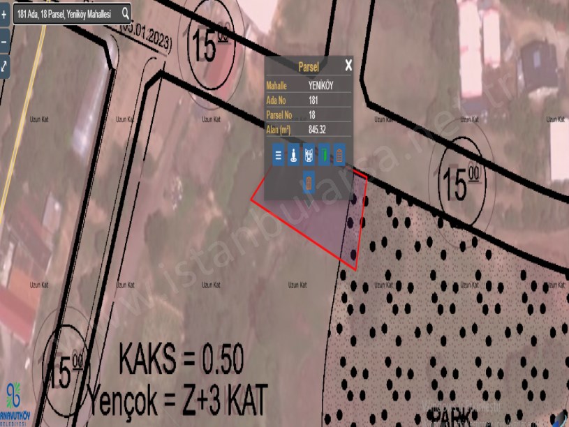 Arnavutköy Yeniköyde Satılık Arsa , 845 m2 Müstakil İmarlı Merkezde 