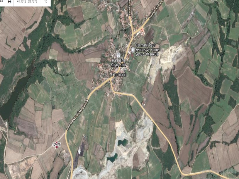 Edirne Uzunköprü Harmanlı Köyünde Satılık Tarla , 1,124 m2 Müstakil Asfalt Cd Cephe 