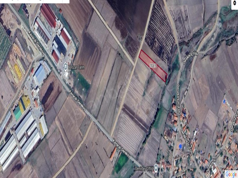 Edirne Uzunköprü Dereköy Köyü Satılık Tarla , 3,337 m2 Müstakil Yolu  Var Merkezde 
