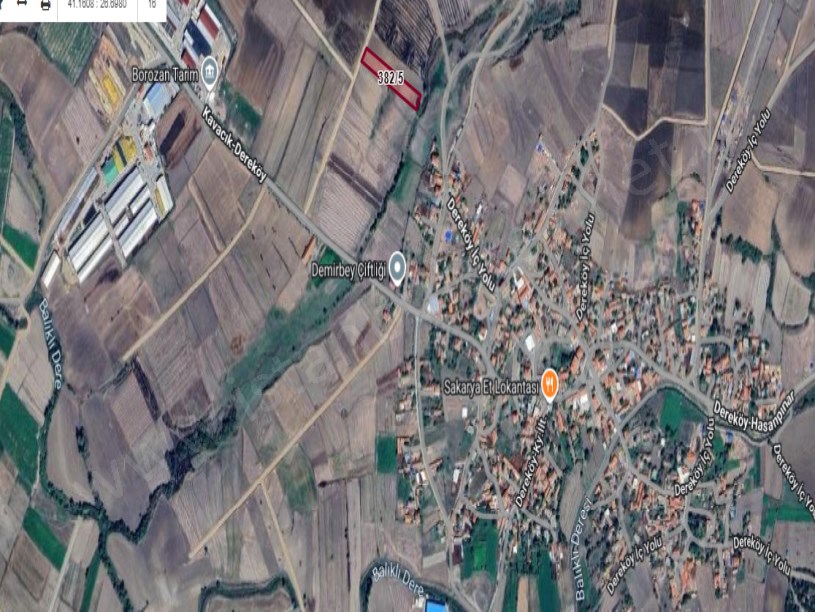 Edirne Uzunköprü Dereköy Köyü Satılık Tarla , 3,337 m2 Müstakil Yolu  Var Merkezde 