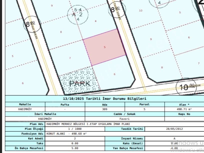 Arnavutköy Hadımköyde Satılık Arsa , 500 M2 2 Kat İmarlı Müstakil Merkezde 