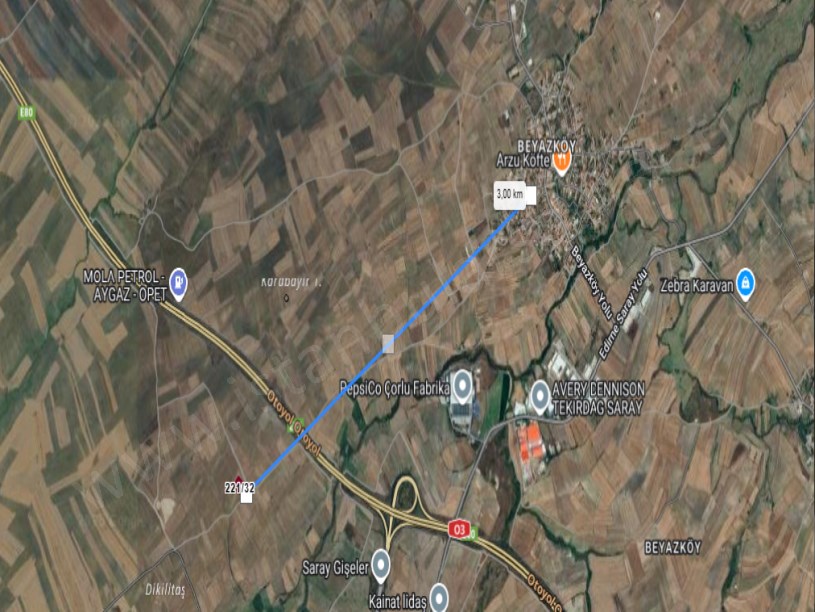 Tekirdağ Saray Beyazköyde Satılık Arsa ,308 M2 Hisseli Yolu Var