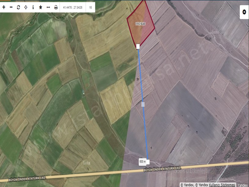 Tekirdağ Saray Yuvalıda Satılık Arsa  , 445 m2 Hisseli Yolu Var