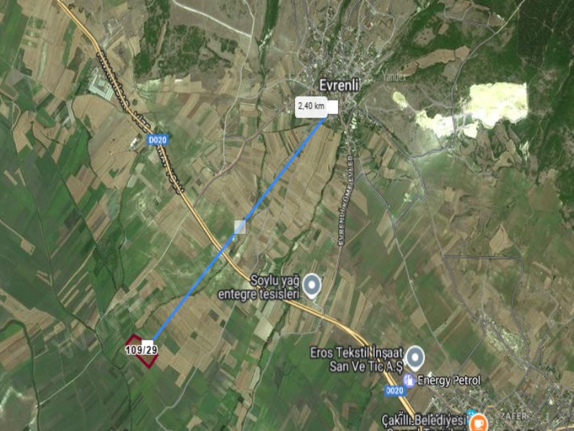 Kırklareli Vize Evrenlide Satılık Arsa , 520 M2 Hisseli Yolu Var