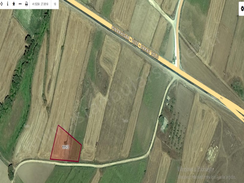 Kırklareli Vize Evrenlide Satılık Arsa , 134 M2 Hisseli Yola Cephe 